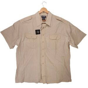 Knightsbridge Button Up Shirt Mens XL Beige Excellent Vintage Epaulets Safari